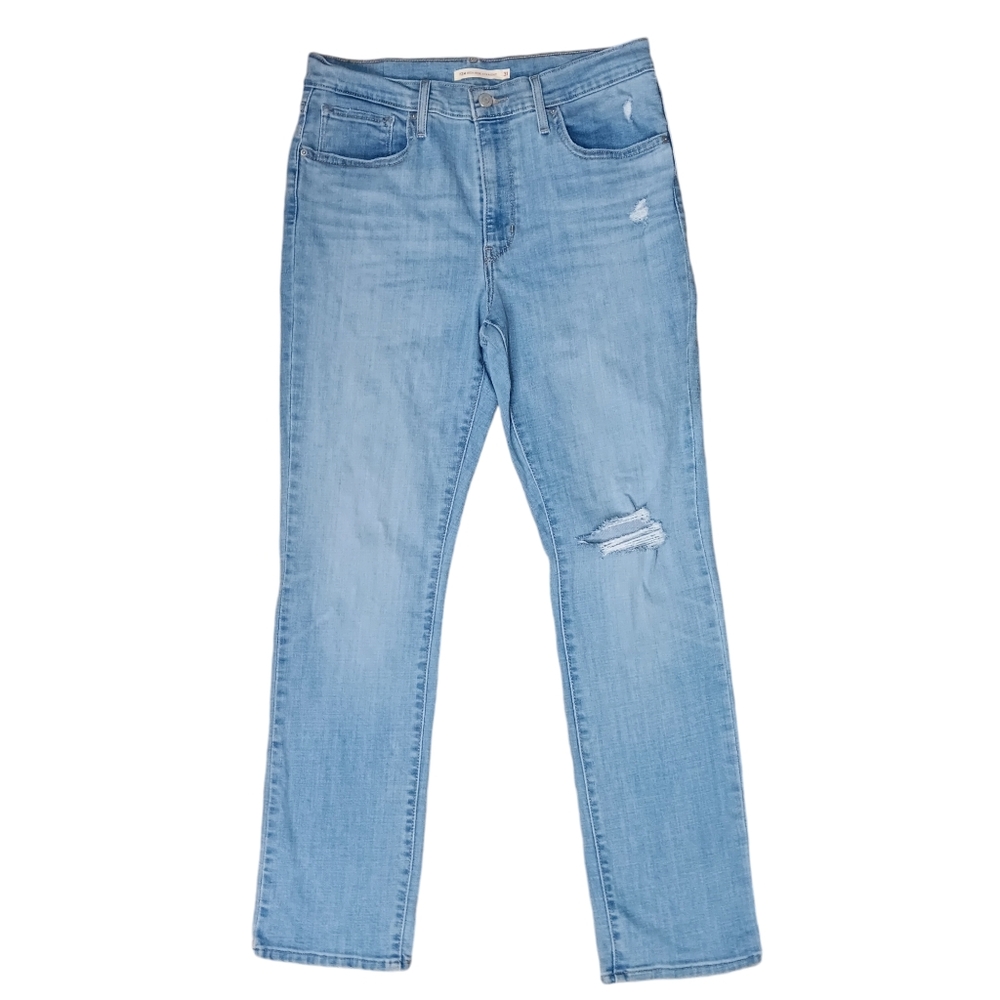 LEVIS 724 Jeans Women's Size 31 x 30 High Rise Waist Straight Distressed Ripped